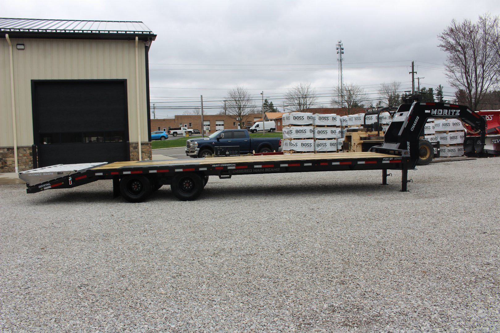 New 2025 Moritz FDGH DT 25' + 5' GOOSENECK Deckover Flatbed Trailer- Full Width Aluminum Ramps- 22900# GVW