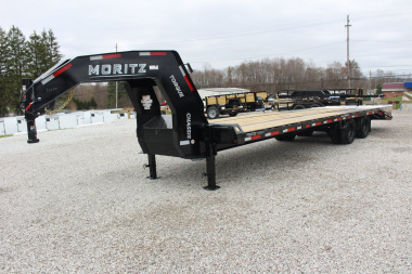 New 2025 Moritz FDGH DT 25' + 5' GOOSENECK Deckover Flatbed Trailer- Full Width Aluminum Ramps- 22900# GVW