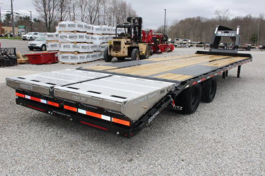 New 2025 Moritz FDGH DT 25' + 5' GOOSENECK Deckover Flatbed Trailer- Full Width Aluminum Ramps- 22900# GVW