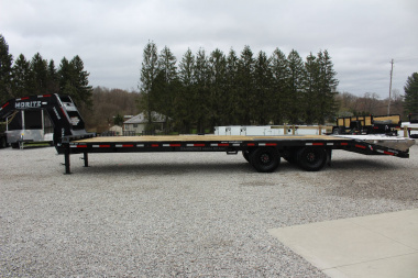 New 2025 Moritz FDGH DT 25' + 5' GOOSENECK Deckover Flatbed Trailer- Full Width Aluminum Ramps- 22900# GVW