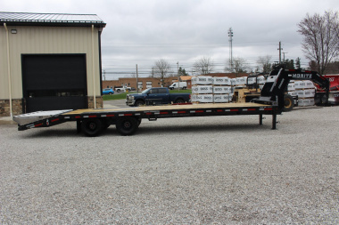 New 2025 Moritz FDGH DT 25' + 5' GOOSENECK Deckover Flatbed Trailer- Full Width Aluminum Ramps- 22900# GVW