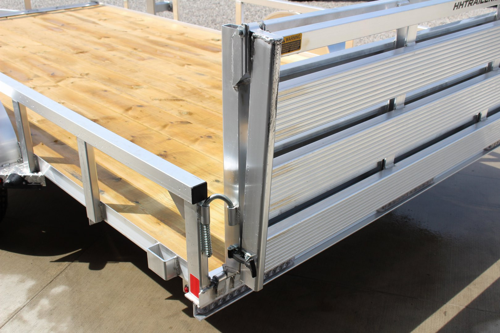 New 2025 H & H 6' 10" x 14' Aluminum Utility Trailer - BiFold Ramp - 2990# GVW