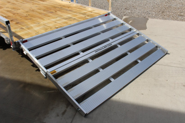 New 2025 H & H 6' 10" x 14' Aluminum Utility Trailer - BiFold Ramp - 2990# GVW