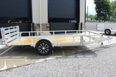New 2025 H & H 6' 10" x 14' Aluminum Utility Trailer - BiFold Ramp - 2990# GVW