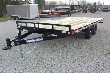 New 2025 Sure-Trac 8.5' x 16' Low Profile Deckover Flatbed Trailer With Steel Ramps - 9900# GVW
