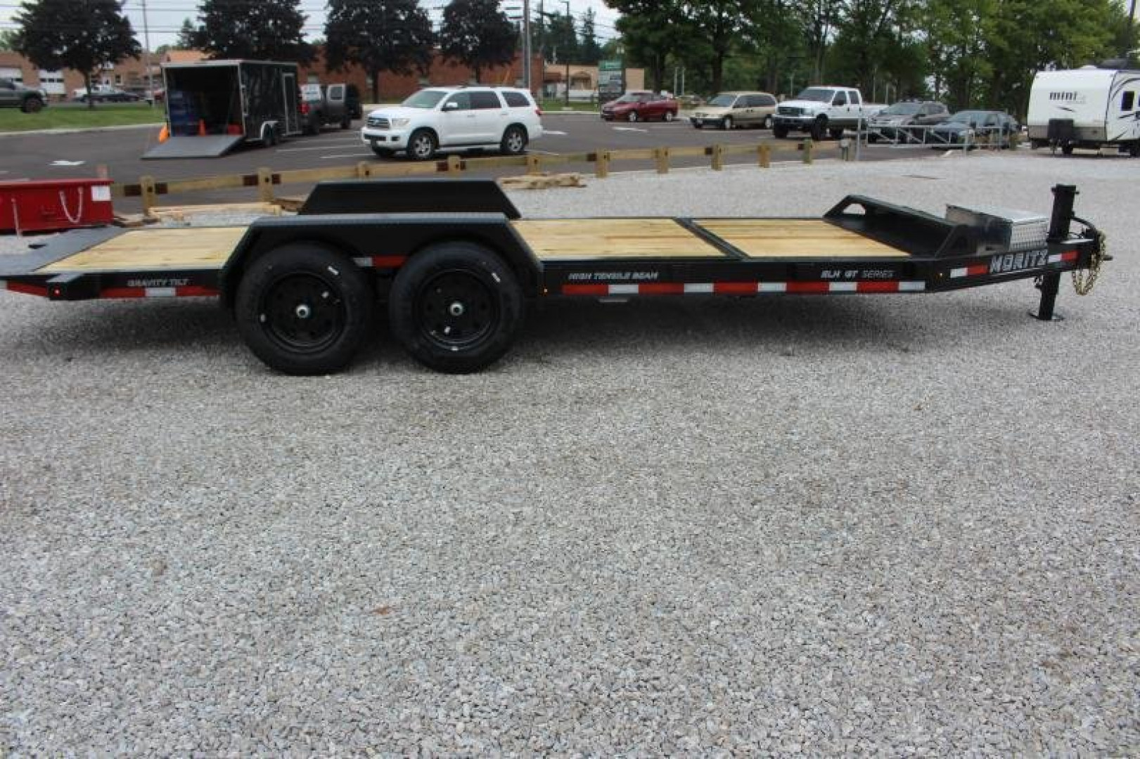 New 2025 Moritz 7' x 16' + 4' Low Pro - Gravity Tilt - Equipment Trailer - 16000# GVW