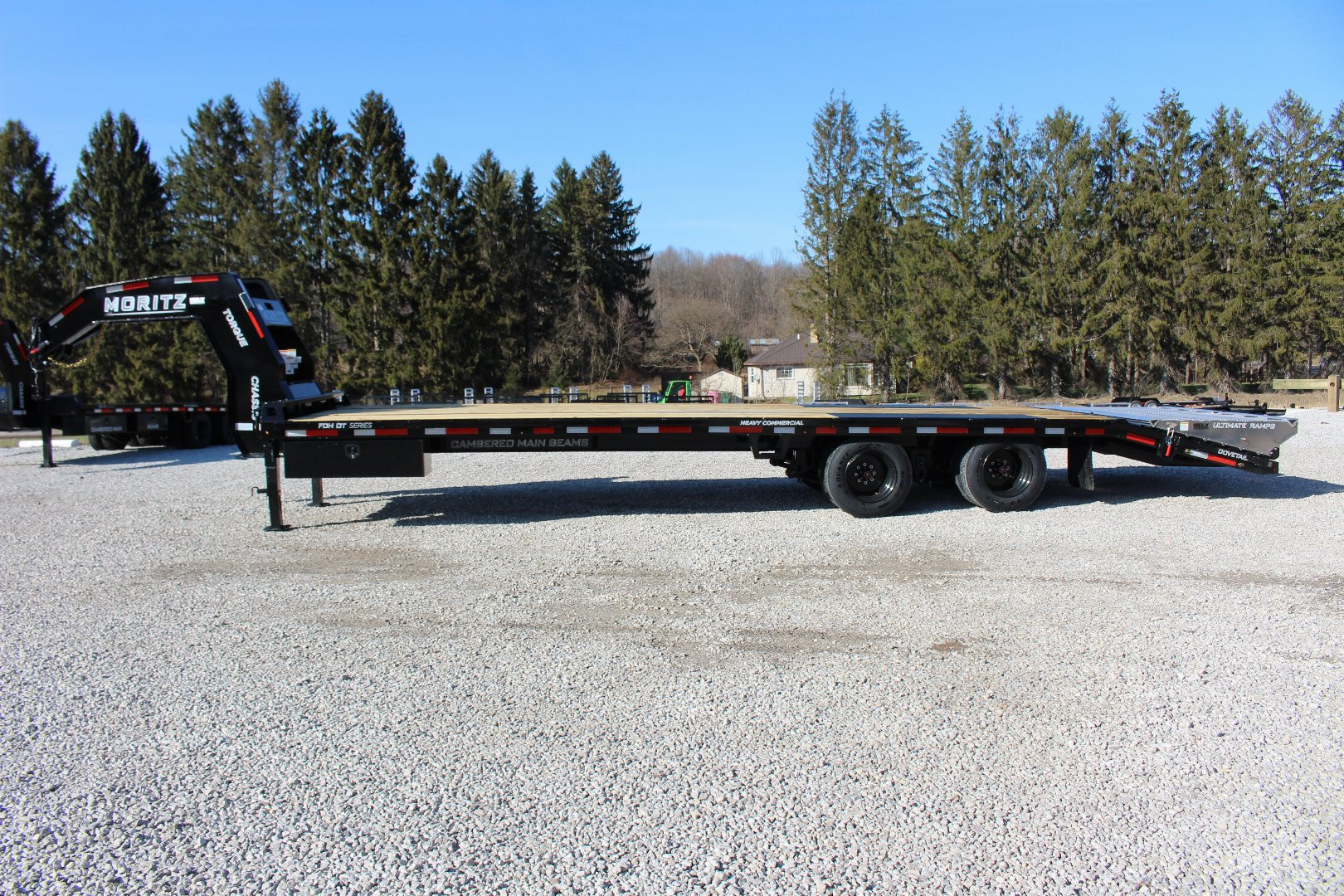 New 2025 Moritz FDGH DT 25' + 5' GOOSENECK Deckover Flatbed Trailer- Full Width Aluminum Ramps- 25900# GVW