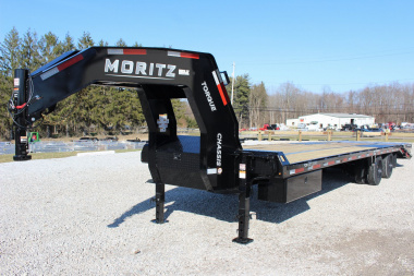 New 2025 Moritz FDGH DT 25' + 5' GOOSENECK Deckover Flatbed Trailer- Full Width Aluminum Ramps- 25900# GVW