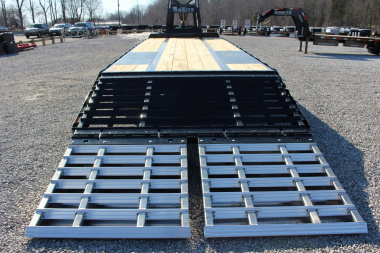 New 2025 Moritz FDGH DT 25' + 5' GOOSENECK Deckover Flatbed Trailer- Full Width Aluminum Ramps- 25900# GVW