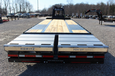 New 2025 Moritz FDGH DT 25' + 5' GOOSENECK Deckover Flatbed Trailer- Full Width Aluminum Ramps- 25900# GVW