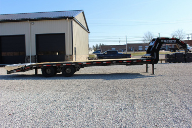 New 2025 Moritz FDGH DT 25' + 5' GOOSENECK Deckover Flatbed Trailer- Full Width Aluminum Ramps- 25900# GVW