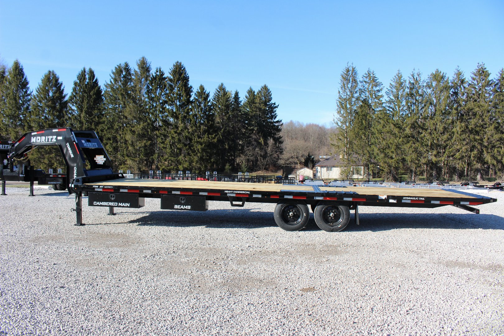 New 2025 Moritz FDGH Hydraulic Tail 30' GOOSENECK Deckover Flatbed Trailer- 17900# GVW