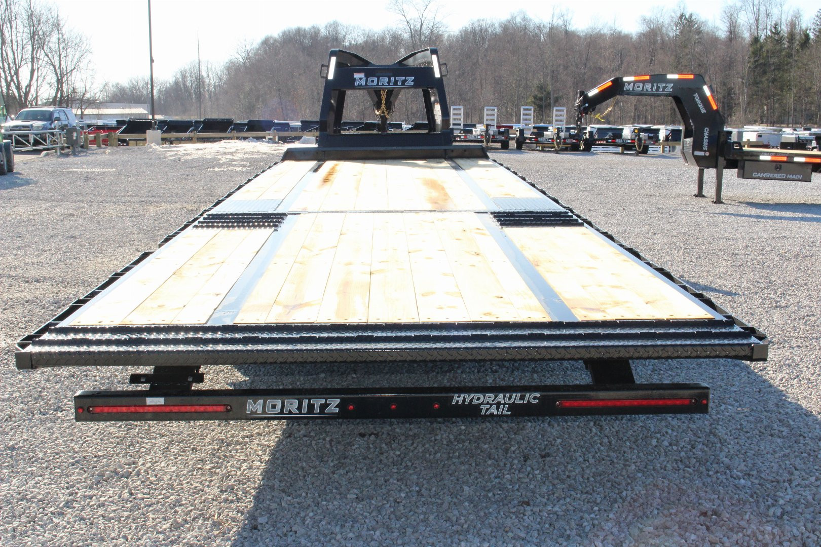 New 2025 Moritz FDGH Hydraulic Tail 30' GOOSENECK Deckover Flatbed Trailer- 17900# GVW