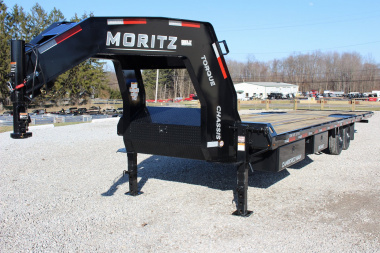 New 2025 Moritz FDGH Hydraulic Tail 30' GOOSENECK Deckover Flatbed Trailer- 17900# GVW