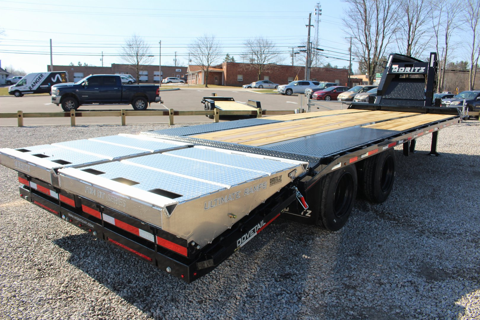 New 2025 Moritz FDGH DT 20' + 5' GOOSENECK Deckover Flatbed Trailer- Full Width Aluminum Ramps- 25900# GVW