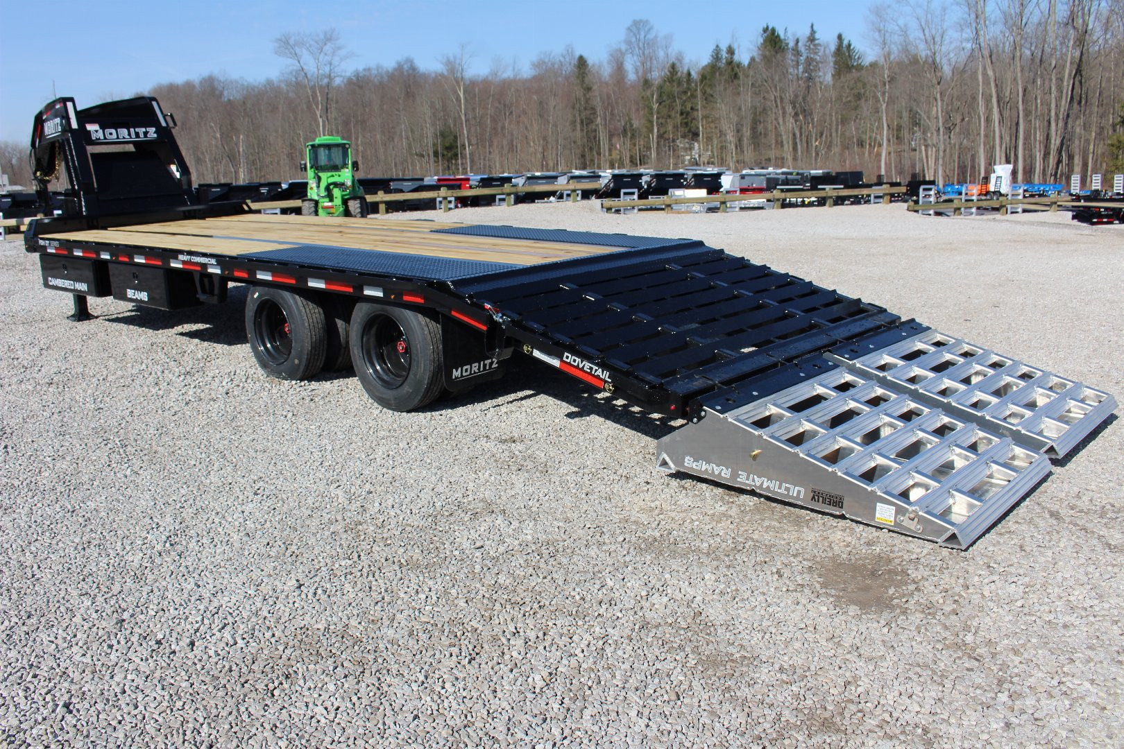 New 2025 Moritz FDGH DT 20' + 5' GOOSENECK Deckover Flatbed Trailer- Full Width Aluminum Ramps- 25900# GVW