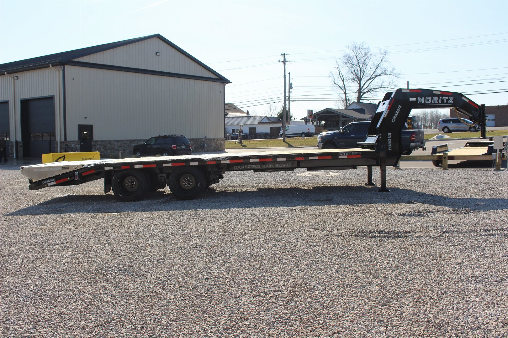 New 2025 Moritz FDGH DT 20' + 5' GOOSENECK Deckover Flatbed Trailer- Full Width Aluminum Ramps- 25900# GVW