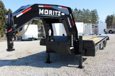 New 2025 Moritz FDGH DT 20' + 5' GOOSENECK Deckover Flatbed Trailer- Full Width Aluminum Ramps- 25900# GVW