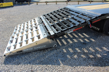 New 2025 Moritz FDGH DT 20' + 5' GOOSENECK Deckover Flatbed Trailer- Full Width Aluminum Ramps- 25900# GVW