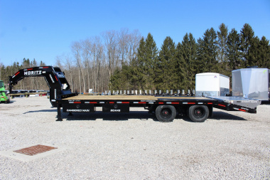 New 2025 Moritz FDGH DT 20' + 5' GOOSENECK Deckover Flatbed Trailer- Full Width Aluminum Ramps- 25900# GVW