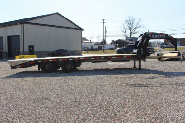 New 2025 Moritz FDGH DT 20' + 5' GOOSENECK Deckover Flatbed Trailer- Full Width Aluminum Ramps- 25900# GVW