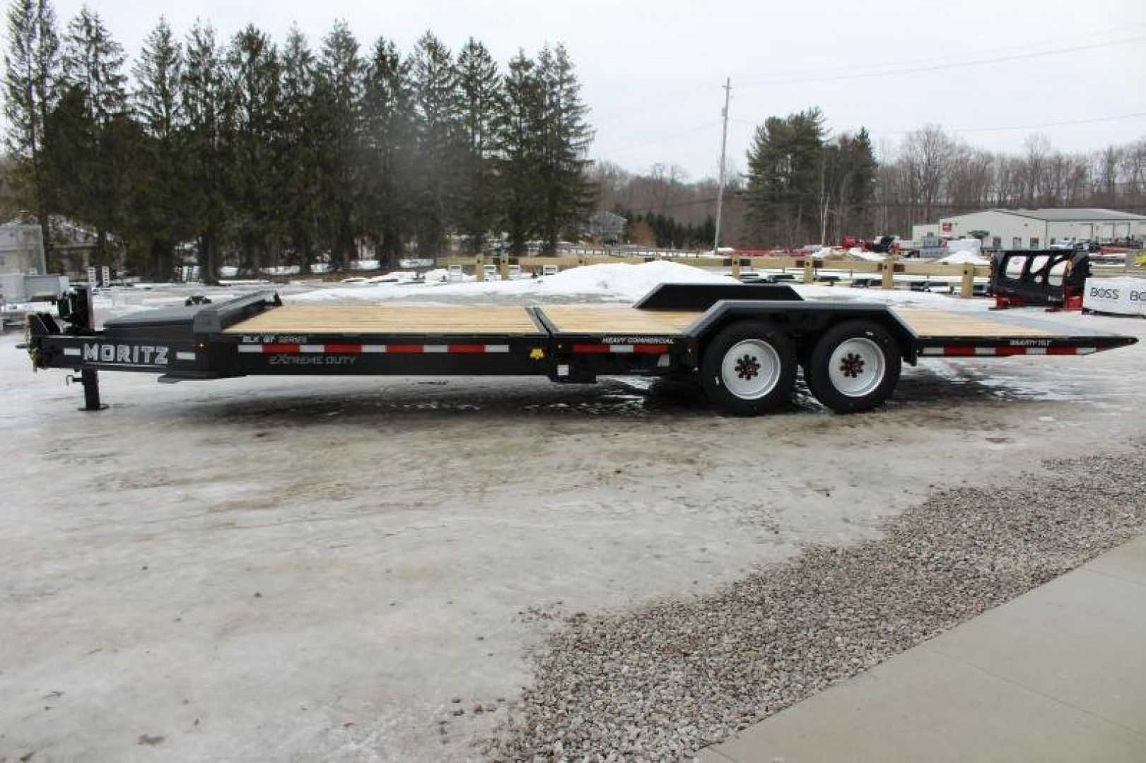 New 2025 Moritz 7' x 16' + 8' Low Pro - Gravity Tilt - Equipment Trailer - 22900# GVW
