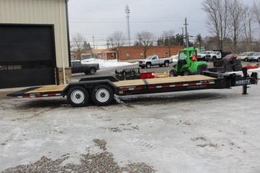 New 2025 Moritz 7' x 16' + 8' Low Pro - Gravity Tilt - Equipment Trailer - 22900# GVW