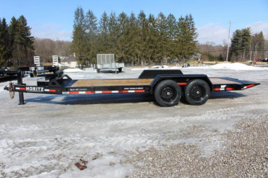 New 2025 Moritz 7' x 14' + 6' Low Pro - Hydraulic Power Tail - Equipment Trailer - 16000# GVW