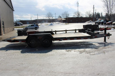 New 2025 Moritz 7' x 14' + 6' Low Pro - Hydraulic Power Tail - Equipment Trailer - 16000# GVW