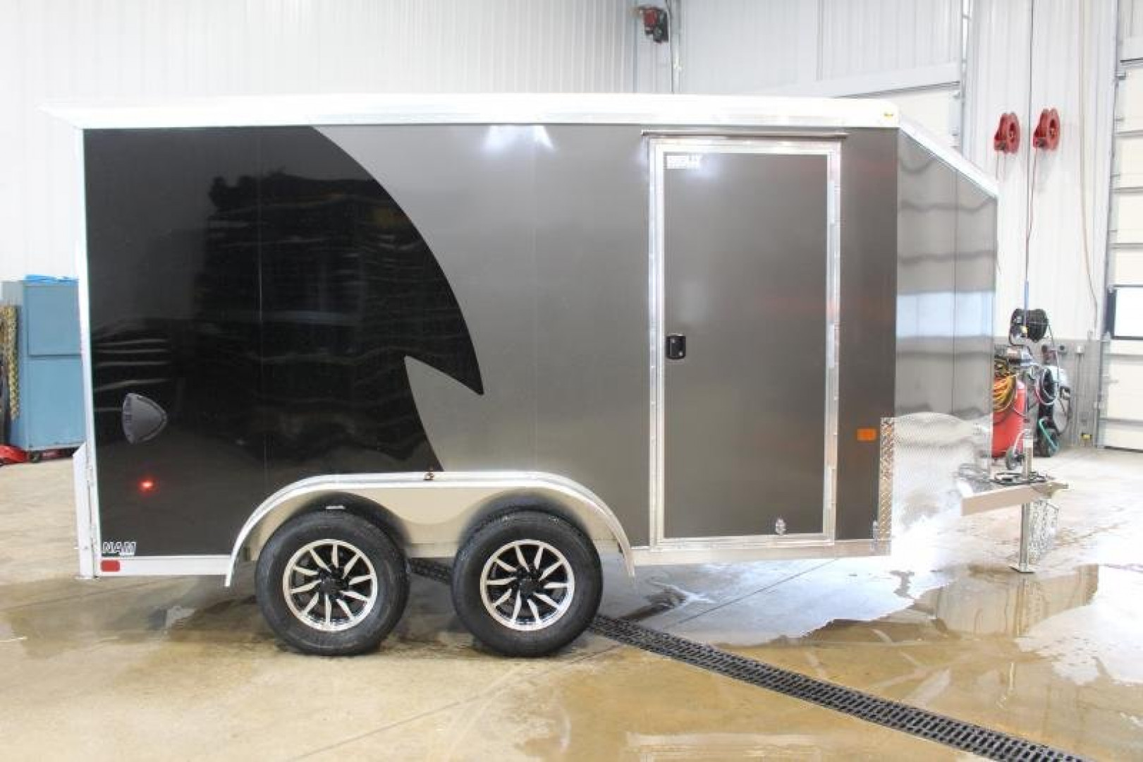 New 2025 NEO NAM 7.5' x 12' Aluminum Enclosed Motorcycle UTV Trailer - RAMP DOOR - 6.5' Interior Height - 7000# GVW