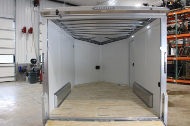 New 2025 NEO NAM 7.5' x 12' Aluminum Enclosed Motorcycle UTV Trailer - RAMP DOOR - 6.5' Interior Height - 7000# GVW