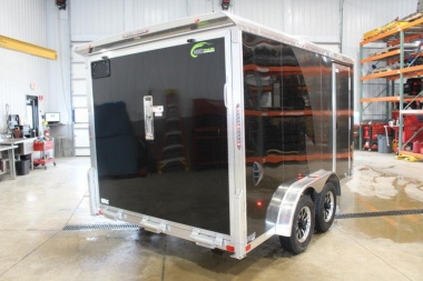 New 2025 NEO NAM 7.5' x 12' Aluminum Enclosed Motorcycle UTV Trailer - RAMP DOOR - 6.5' Interior Height - 7000# GVW