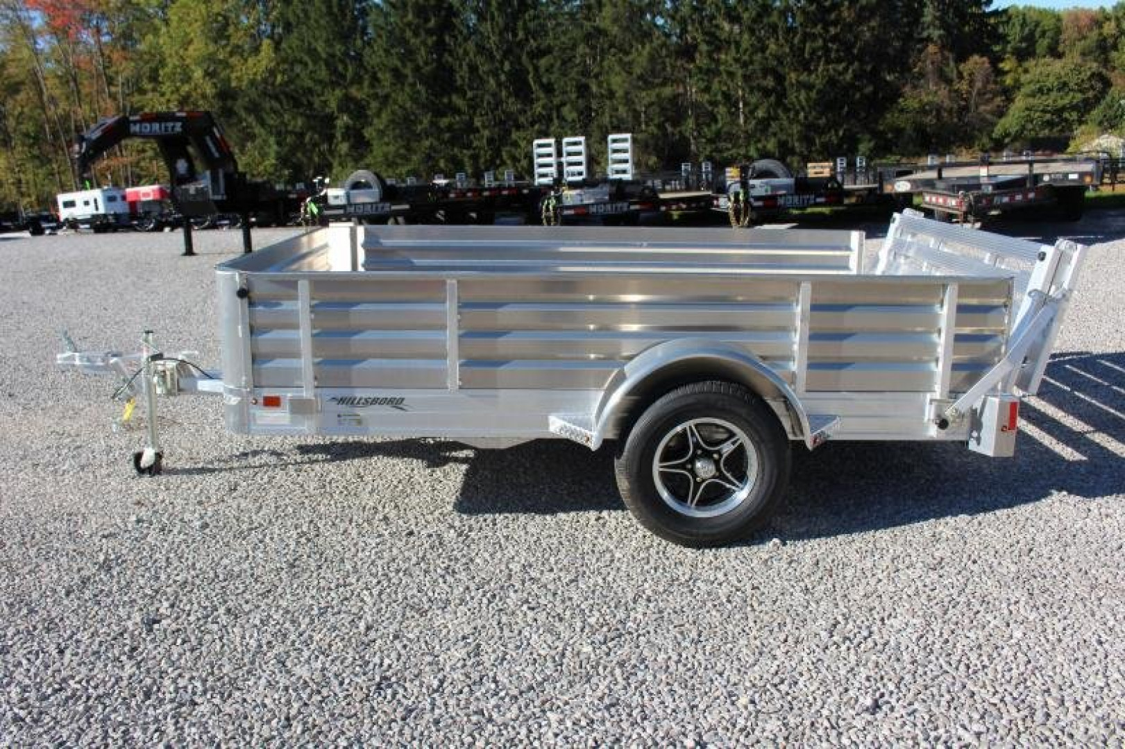 New 2025 Hillsboro 6' 6"  x 10' Aluminum Utility Trailer- 2990# GVW - Bi-Fold Ramp - Removable Side Panels