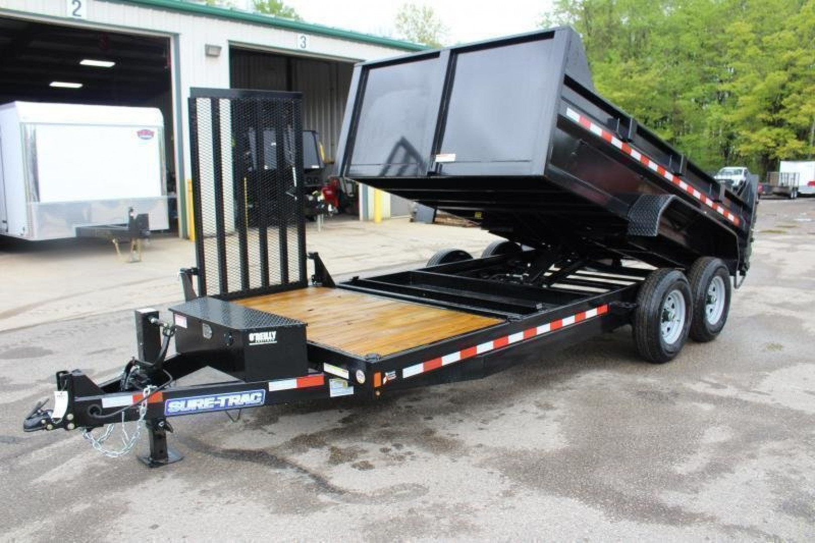 New 2025 Sure-Trac 7' x 12' + 4' Front Platform - Hydraulic Dump Trailer - Scissor Lift - Steel Ramps - 14000# GVW
