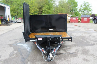 New 2025 Sure-Trac 7' x 12' + 4' Front Platform - Hydraulic Dump Trailer - Scissor Lift - Steel Ramps - 14000# GVW