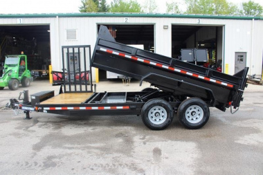 New 2025 Sure-Trac 7' x 12' + 4' Front Platform - Hydraulic Dump Trailer - Scissor Lift - Steel Ramps - 14000# GVW