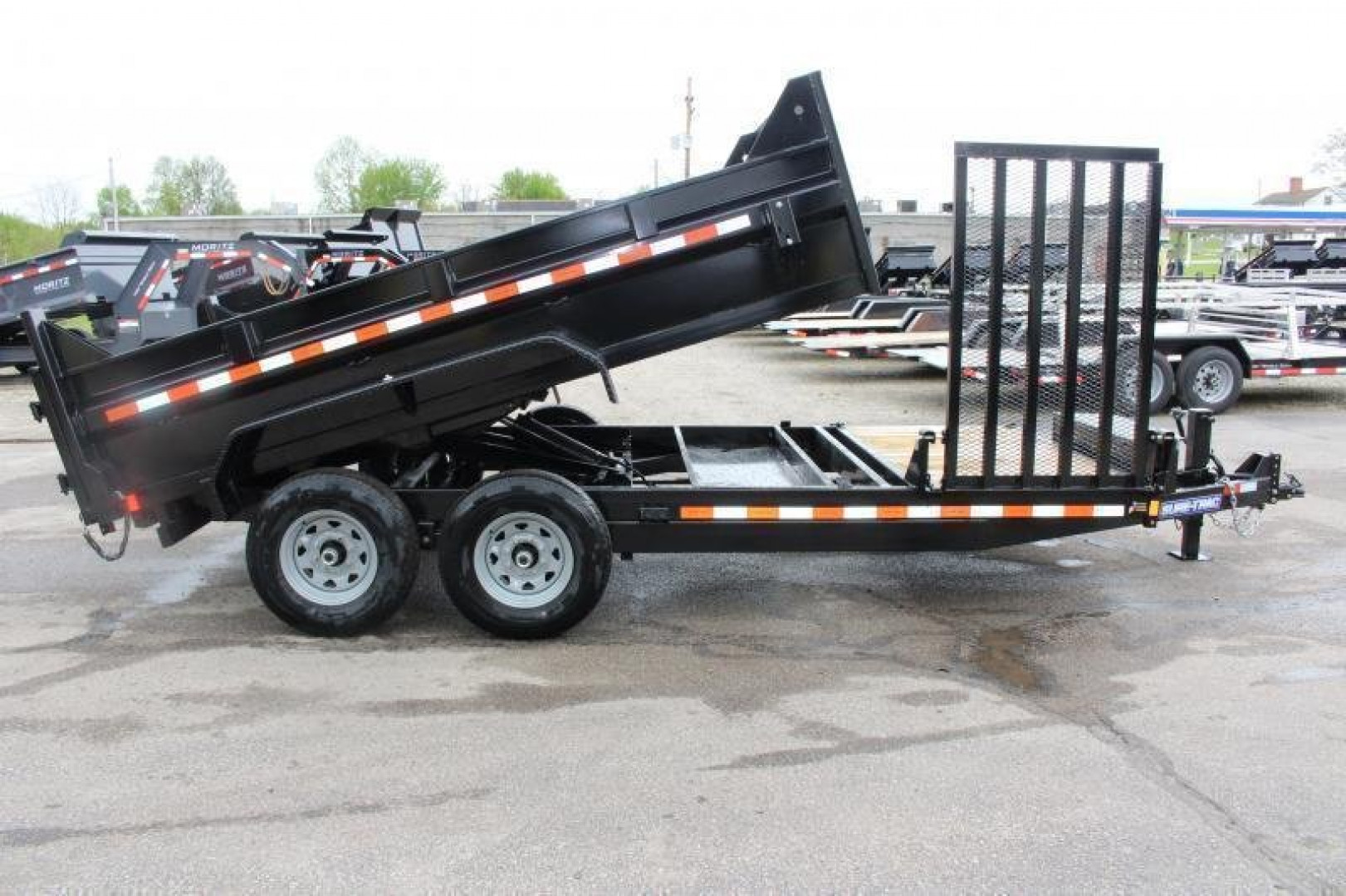 New 2025 Sure-Trac 7' x 12' + 4' Front Platform - Hydraulic Dump Trailer - Scissor Lift - Steel Ramps - 14000# GVW
