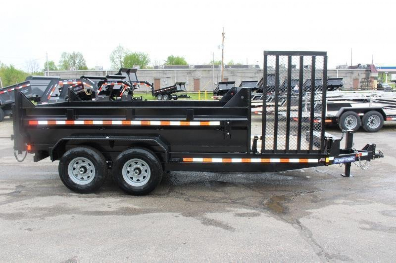 New 2025 Sure-Trac 7' x 12' + 4' Front Platform - Hydraulic Dump Trailer - Scissor Lift - Steel Ramps - 14000# GVW