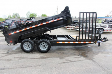New 2025 Sure-Trac 7' x 12' + 4' Front Platform - Hydraulic Dump Trailer - Scissor Lift - Steel Ramps - 14000# GVW
