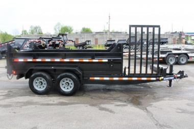 New 2025 Sure-Trac 7' x 12' + 4' Front Platform - Hydraulic Dump Trailer - Scissor Lift - Steel Ramps - 14000# GVW