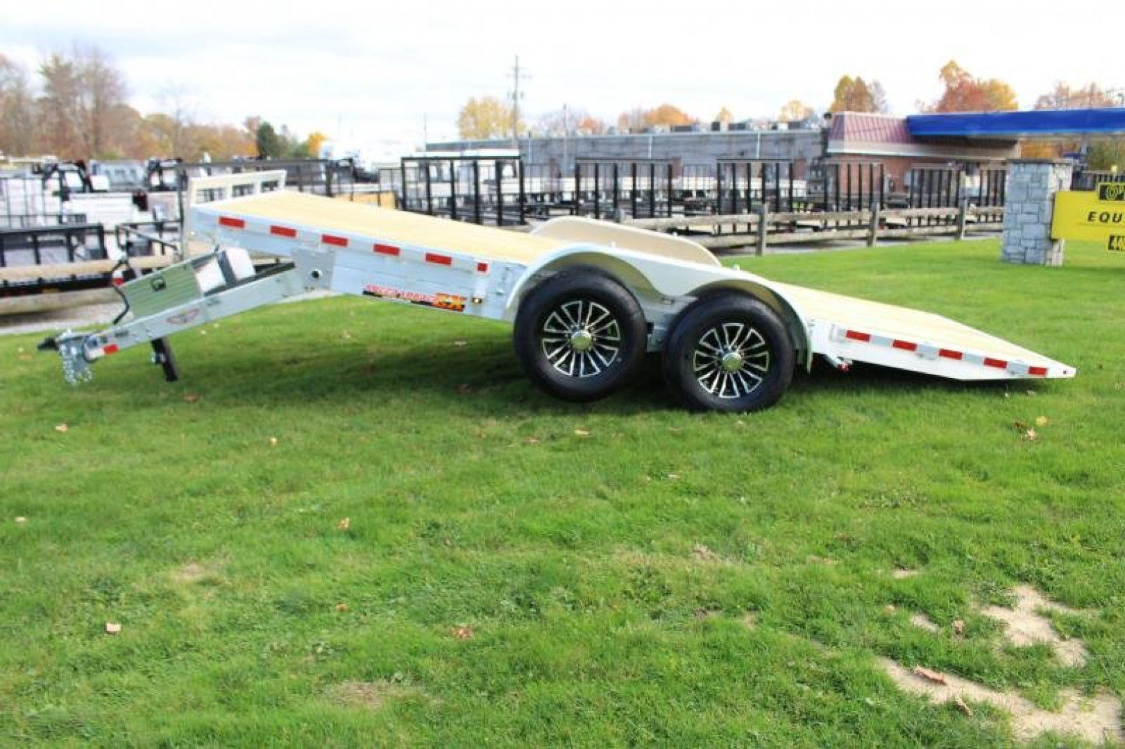 New 2024 H & H Trailer 7' x 18' Speed Loader Power Tilt Aluminum Car Hauler - 14000# GVW
