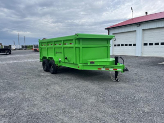 New Load Trail 7'x14' Kawasaki Green 4' Side 14,000# Dump Trailer