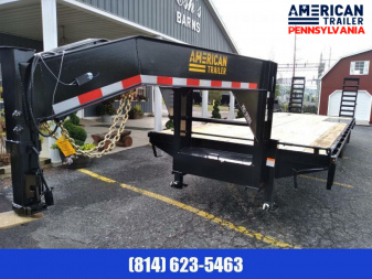 New American Pro Grade Gooseneck Trailer / 25' / 25K GVWR / Spare Mount