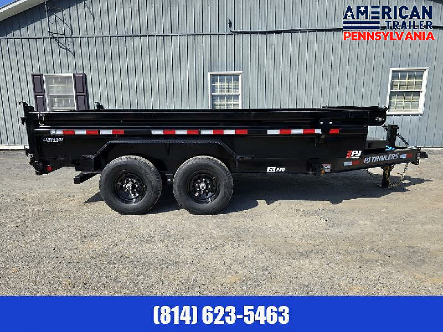 New PJ 83" Low Pro Dump Trailer / 14K GVWR / 83x14 / Tarp / Ramps