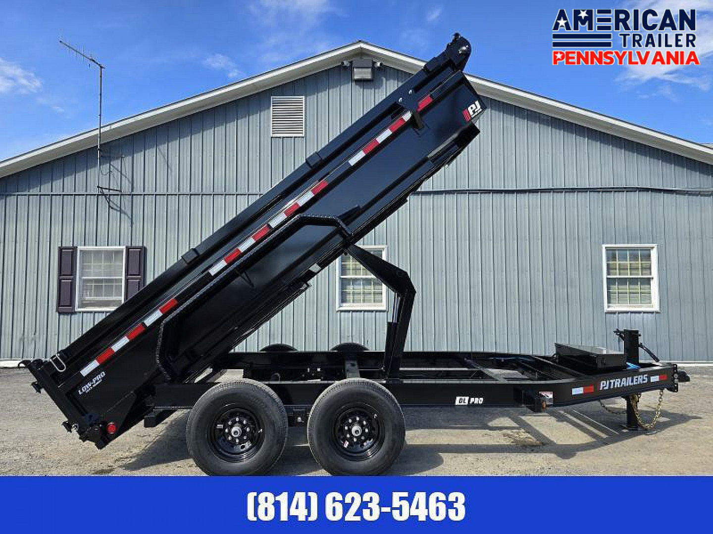 New PJ 83" Low Pro Dump Trailer / 14K GVWR / 83x14 / Tarp / Ramps