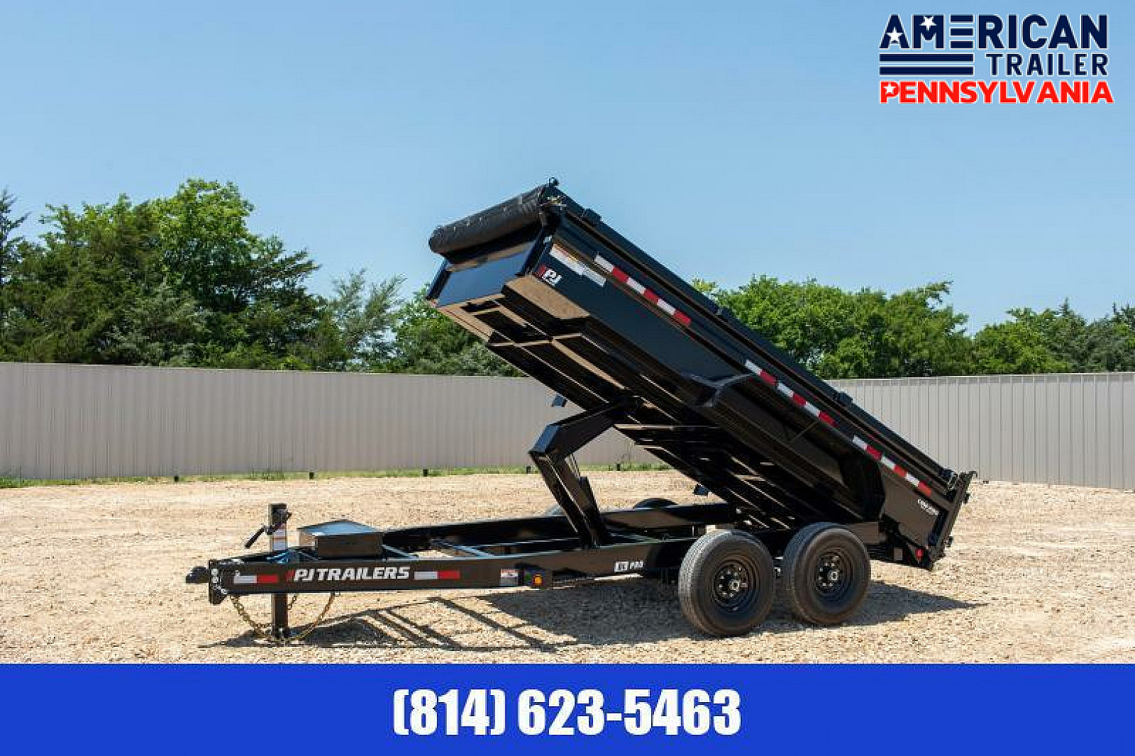 New PJ 83" Low Pro Dump Trailer / 14K GVWR / 83x14 / Tarp / Ramps