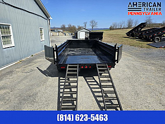New PJ 83" Low Pro Dump Trailer / 14K GVWR / 83x14 / Tarp / Ramps