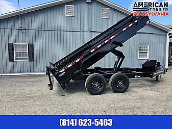 New PJ 83" Low Pro Dump Trailer / 14K GVWR / 83x14 / Tarp / Ramps