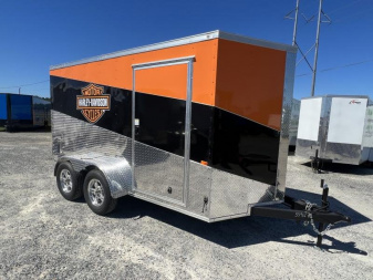 New 2026 Rock Solid Cargo 6x12 TA Tri-Color Harley Davidson Edition Motorcycle Trailer