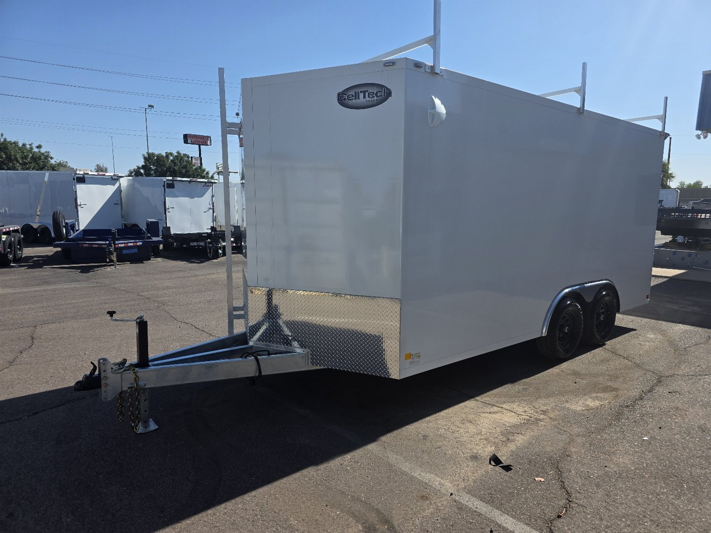 New 2025 CellTech 8.5x16 Enclosed Trailer- 10K GVWR- Work Bench/Ladder Racks/Ladder./Extended Tongue